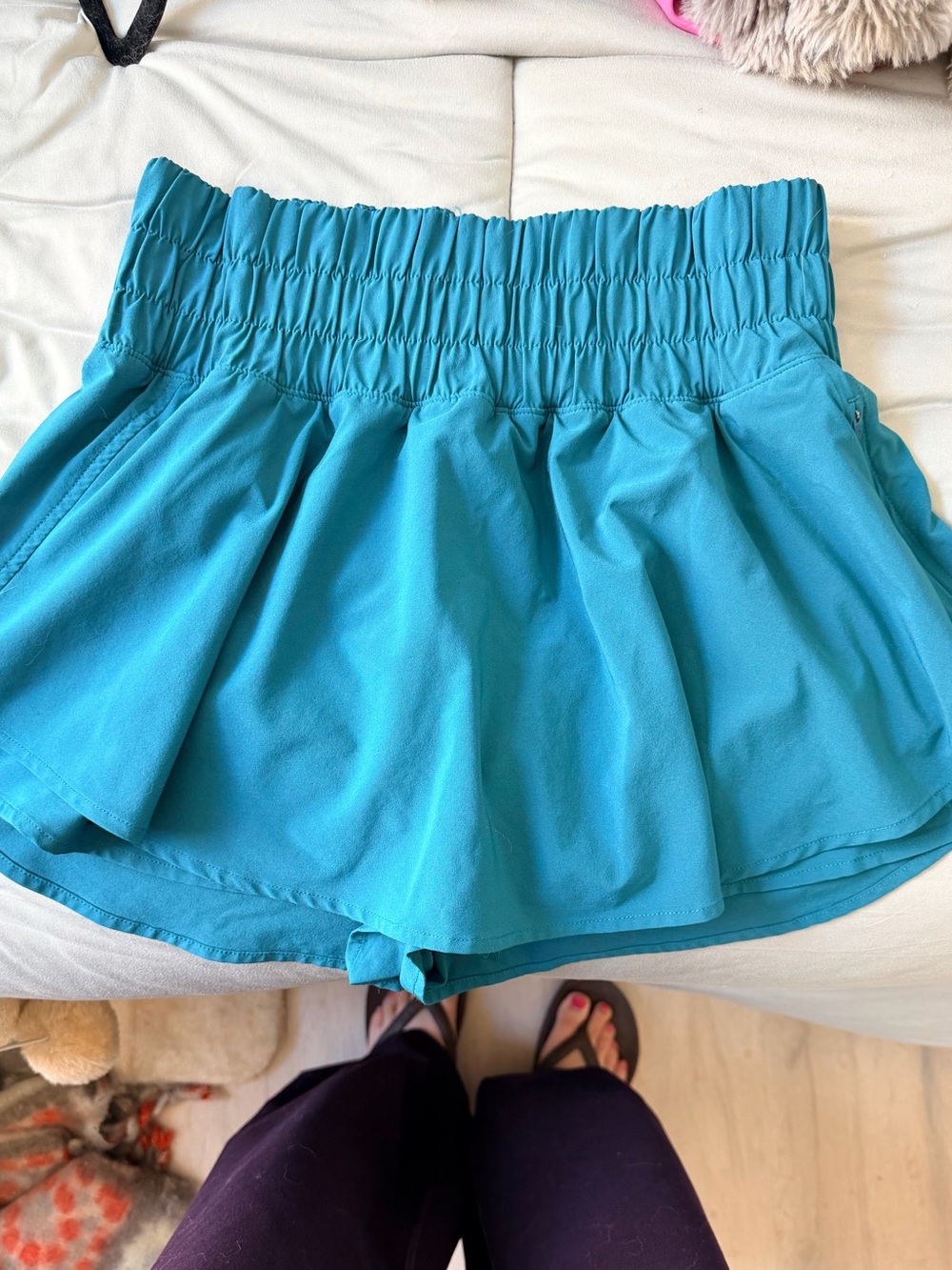CRZ YOGA Teal Elastic-Waist Skort Shorts
